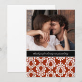 Damask Dank u Nota's {Rood} Kaart (Voorkant / Achterkant)