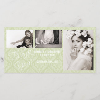 Damask  Dank U Trouwfotokaart - sage Bedankkaart