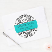Damask Dank u Trouwstickers Favorieten Aqua Ronde Sticker (Envelop)