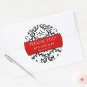 Damask Dank u Trouwstickers Favorieten Rood Ronde Sticker (Envelop)
