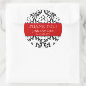 Damask Dank u Trouwstickers Favorieten Rood Ronde Sticker (Tas)
