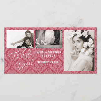 Damask DankU Trouwfotokaart-rhubar Bedankkaart