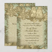  Damask de heer en Mrs Owl Wedding Invitation Kaart (Voorkant / Achterkant)