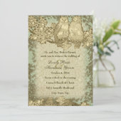  Damask de heer en Mrs Owl Wedding Invitation Kaart (Staand voorkant)