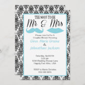 Damask de heer en Mrs Shower Invitation (1) Kaart (Voorkant / Achterkant)