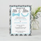 Damask de heer en Mrs Shower Invitation (2) Kaart (Staand voorkant)