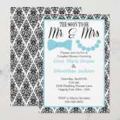 Damask de heer en Mrs Shower Invitation (2) Kaart (Voorkant / Achterkant)