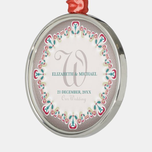 Damask Decorative Art Wedding Keepomwille Metalen Ornament (Links)