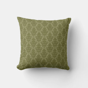 Damask - Deep Olive op Khaki Kussen