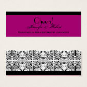 Damask Delight Berry Paarse Bruiloft Drink Ticket Mini Visitekaartjes (Voorkant /achterkant)