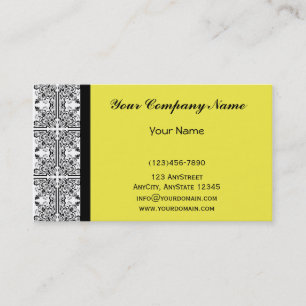 Damask Delight in Lemon Yellow Visitekaartje