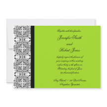Damask Delight in Lime Green bruiloft uitnodiging