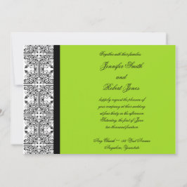 Damask Delight in Lime Green bruiloft uitnodiging