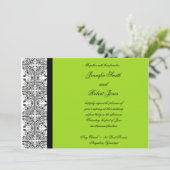 Damask Delight in Lime Green bruiloft uitnodiging (Staand voorkant)