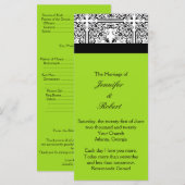 Damask Delight in Lime Green Wedding Programma Programmakaart (Voorkant / Achterkant)