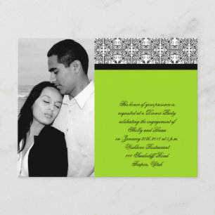 Damask Delight in Lime Green Wedding Verloving Kaart