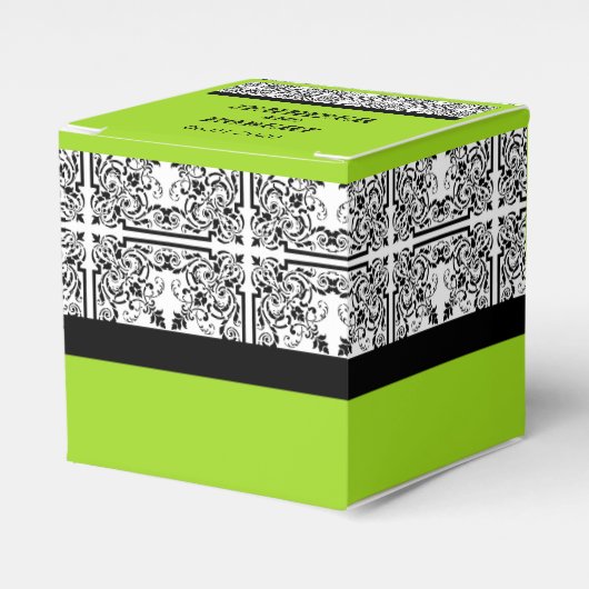 Damask Delight in Lime Groene Bruiloft Favor Box Bedankdoosjes (Voorkant Zijde)