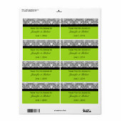 Damask Delight in Lime Groene Waterflesetiket Etiket (Full Sheet)