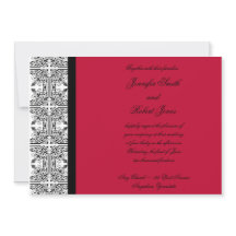 Damask Delight in Scarlet Red Wedding Invitation