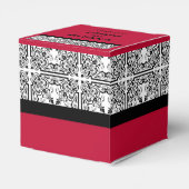 Damask Delight in Scarlet Rode Bruiloft Favor Box Bedankdoosjes (Achterkant)