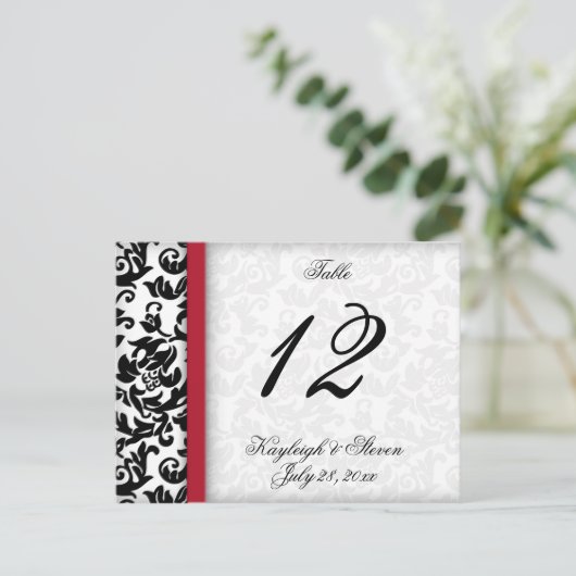 Damask Delight-tabelnummer Briefkaart (Staand voorkant)