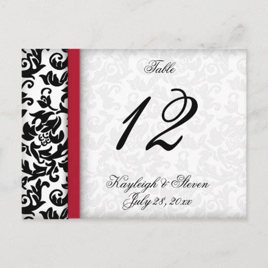 Damask Delight-tabelnummer Briefkaart (Voorkant)