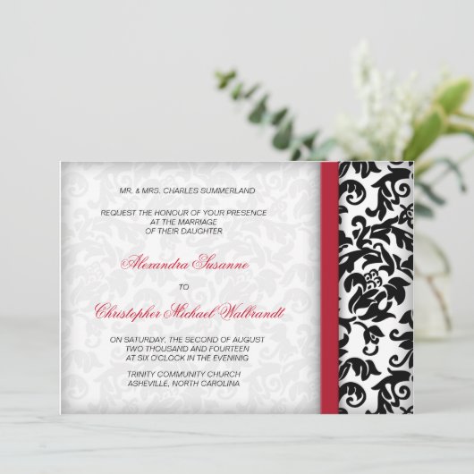 Damask Delight Wedding Invitation Kaart (Staand voorkant)