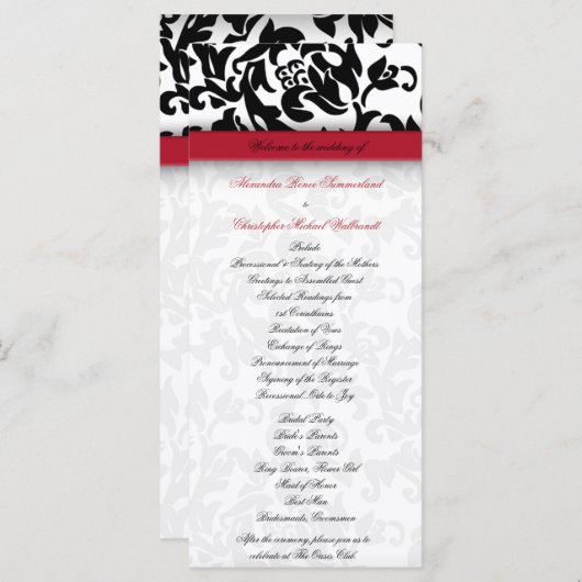 Damask Delight Wedding Programma Programmakaart (Voorkant / Achterkant)