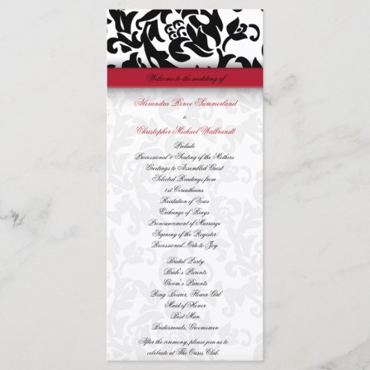 Damask Delight Wedding Programma Programmakaart (Voorkant)