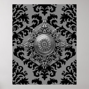 Damask Design, Filigree Medallion Poster