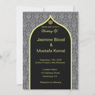 Damask Design for Islamic Wedding Kaart