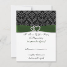 Damask diamante groene bruiloft RSVP