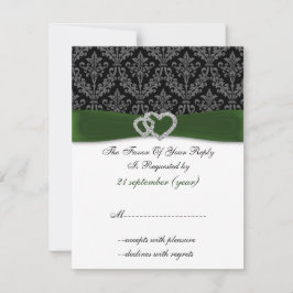 Damask diamante groene bruiloft RSVP