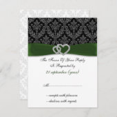 Damask diamante groene bruiloft RSVP (Voorkant / Achterkant)