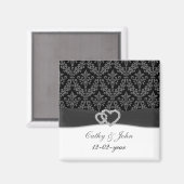 damask diamante houtskool save the date magneet (Voorkant / Achterkant)