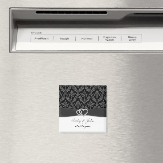 damask diamante houtskool save the date magneet (Insitu (Vaatwasser))