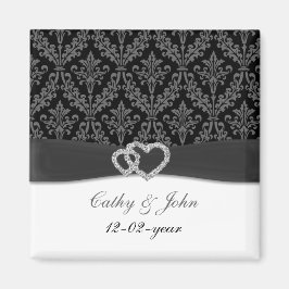 damask diamante houtskool save the date magneet