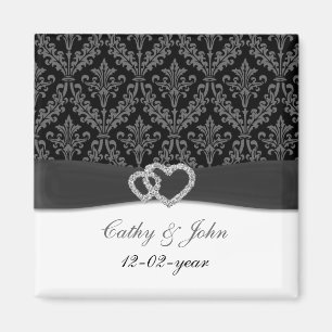 damask diamante houtskool save the date magneet