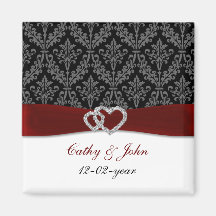damask diamante red save the date
