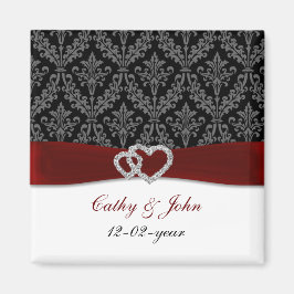 damask diamante red save the date magneet