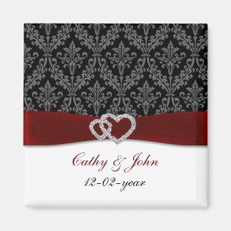 damask diamante red save the date magneet