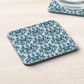 Damask diepe blauwgroen "Kangaroo Paws" set van 6  Bier Onderzetter (Linkerzijde)