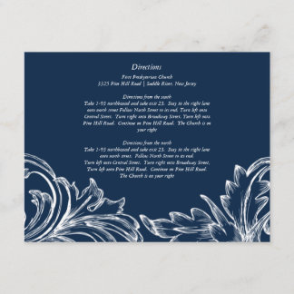  Damask Direction Card Navy Blue & White Informatiekaartje