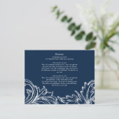  Damask Direction Card Navy Blue & White Informatiekaartje (Staand voorkant)