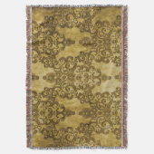 Damask Distress Rustic Donkergeel goud Deken (Voorkant Verticaal)