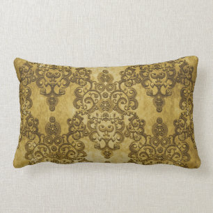 Damask Distress Rustic Donkergeel goud Kussen
