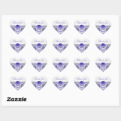 Damask donkerblauw en edelsteen afbeelding Dank u Hart Sticker (Vel)