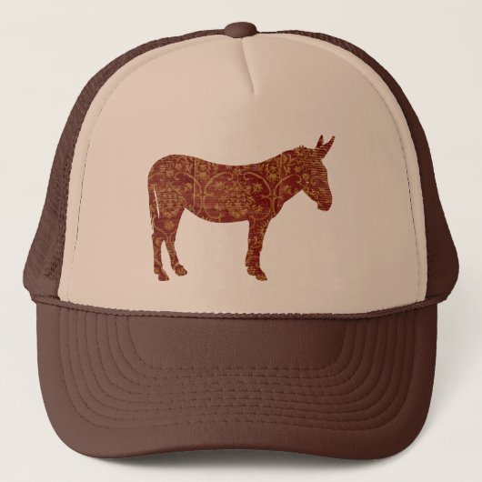 Damask Donkey Silhouette Deksel Trucker Pet (Voorkant)