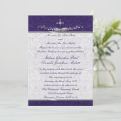 Damask Double Ceremony Wedding Invitation Kaart (Staand voorkant)
