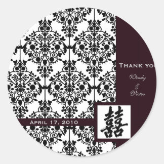 Damask double happiness sticker